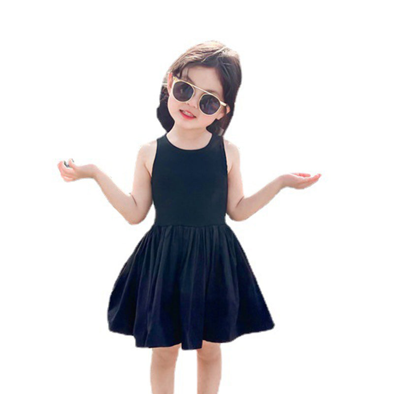 Baby Kid Girls Solid Color Dresses Wholesale 23020108
