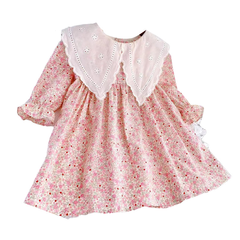 Baby Kid Girls Flower Print Dresses Wholesale 230201125