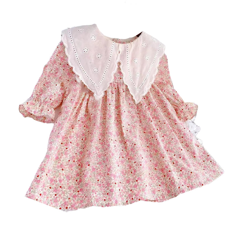 Baby Kid Girls Flower Print Dresses Wholesale 230201148