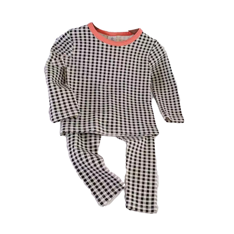 2 Pieces Set Baby Kid Unisex Checked Tops And Pants Wholesale 230201170
