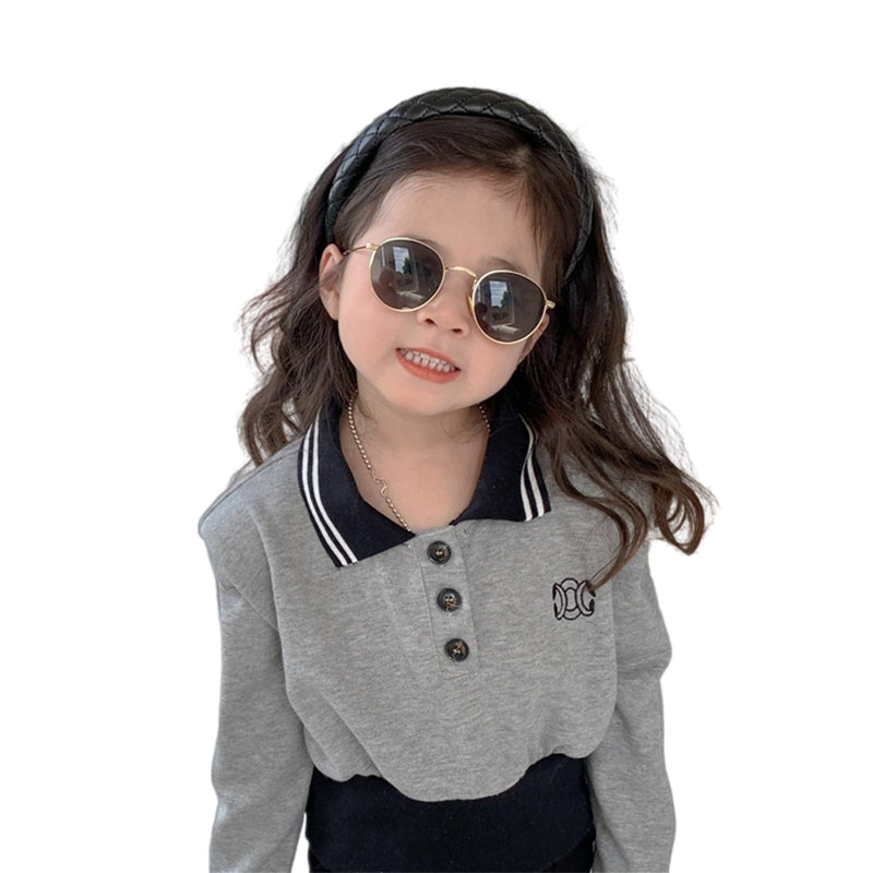 Baby Kid Girls Striped Embroidered Polo Shirts Wholesale 230201193
