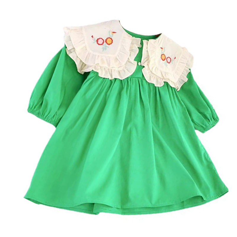 Baby Kid Girls Flower Embroidered Dresses Wholesale 230201210