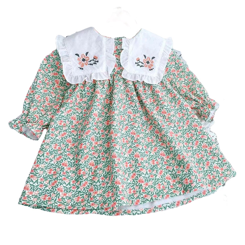 Baby Kid Girls Flower Embroidered Print Dresses Wholesale 230201226