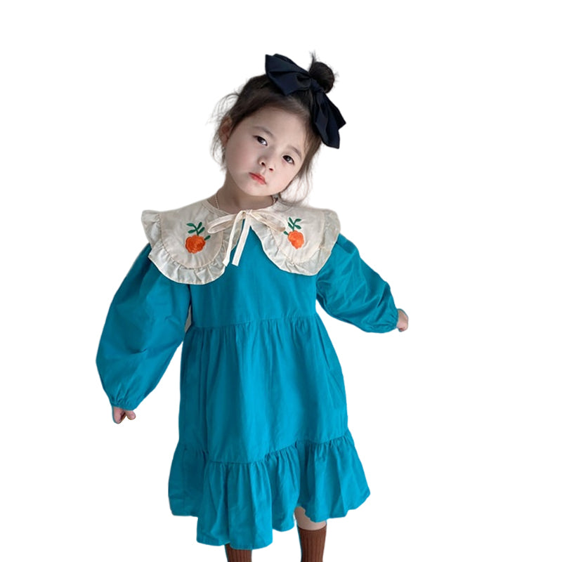 Baby Kid Girls Flower Embroidered Dresses Wholesale 230201236