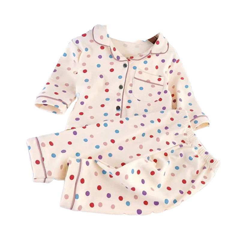 2 Pieces Set Baby Kid Unisex Polka dots Print Tops And Pants Wholesale 230201239