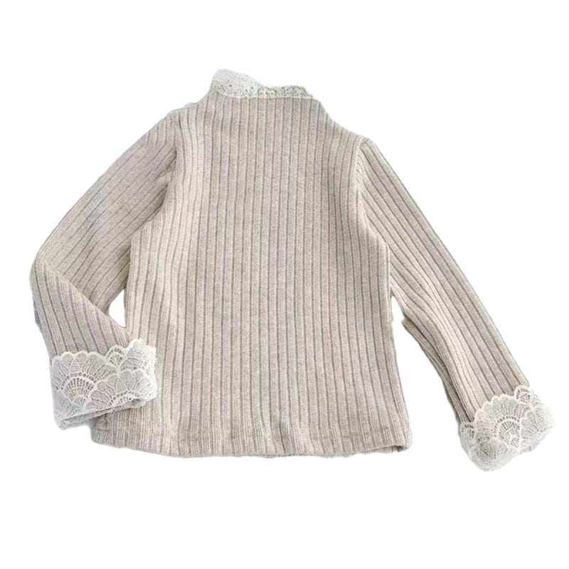 Baby Kid Girls Solid Color Lace Sweaters Wholesale 230201245