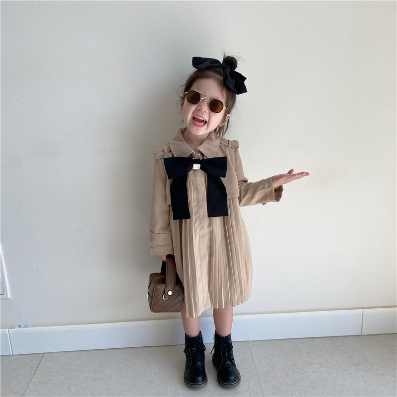 Baby Kid Girls Solid Color Bow Coats Wholesale 230201248