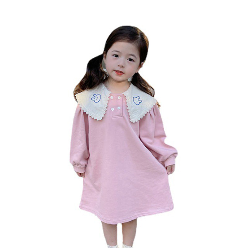 Baby Kid Girls Cartoon Embroidered Print Dresses Wholesale 230201288