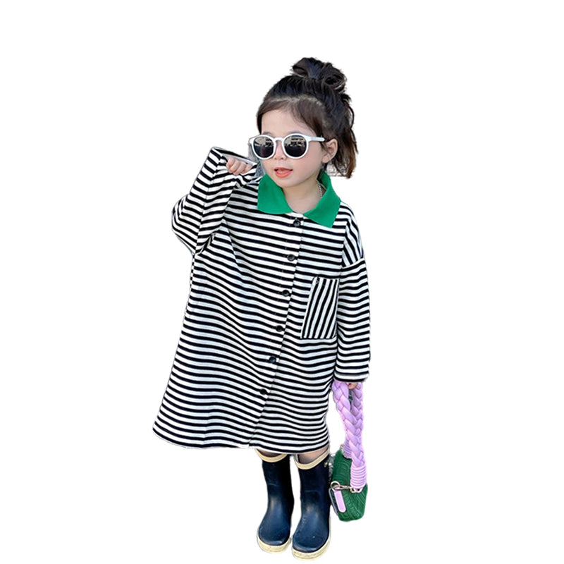 Baby Kid Girls Striped Dresses Wholesale 230201291