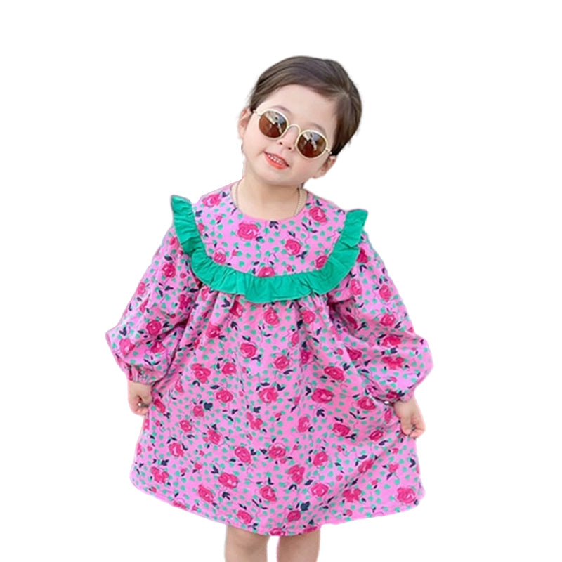 Baby Kid Girls Flower Print Dresses Wholesale 230201298