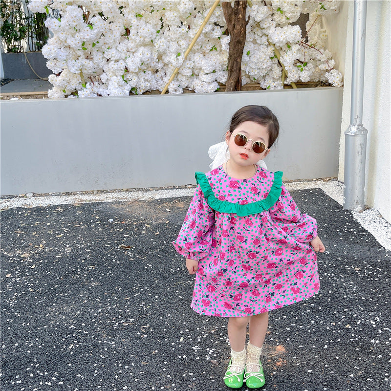 Baby Kid Girls Flower Print Dresses Wholesale 230201298