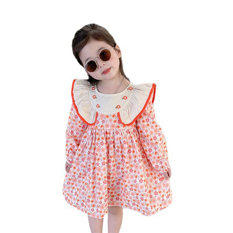 Baby Kid Girls Flower Embroidered Print Dresses Wholesale 230201299