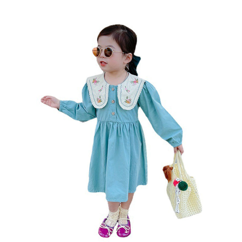 Baby Kid Girls Flower Embroidered Dresses Wholesale 230201310