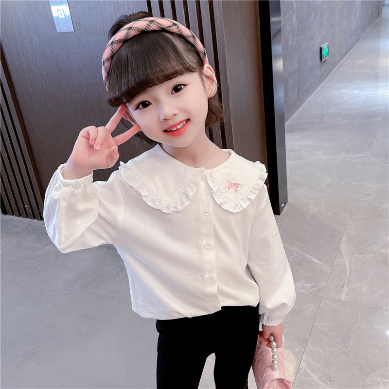 Baby Kid Girls Bow Embroidered Blouses Wholesale 230201327