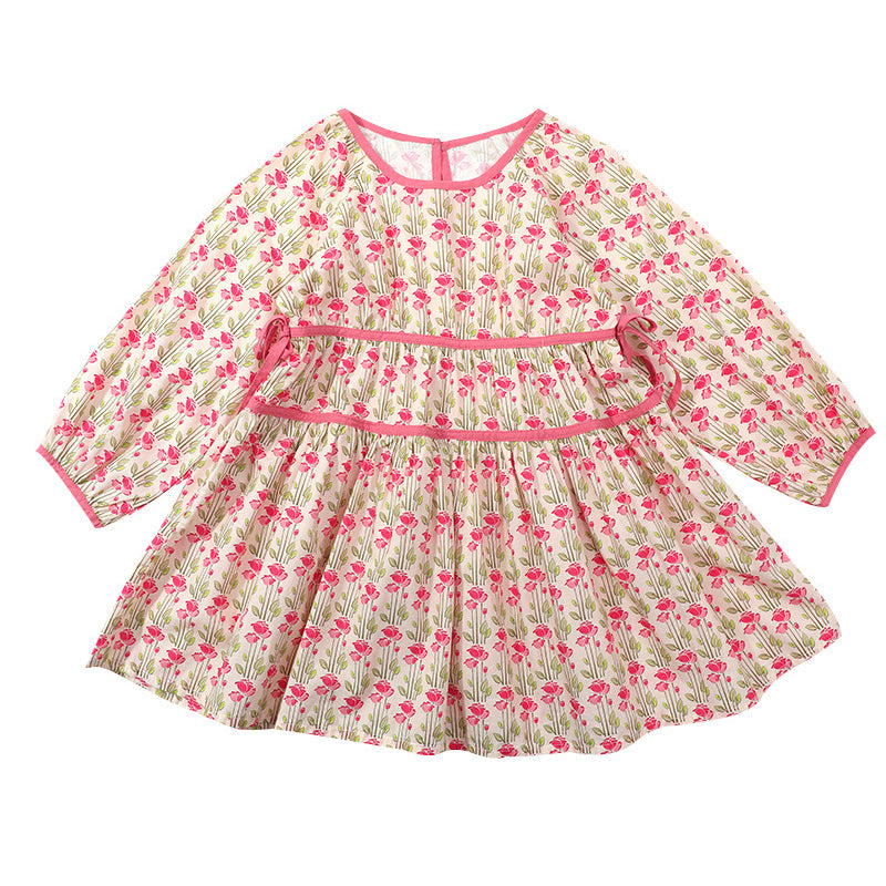 Baby Kid Girls Flower Print Dresses Wholesale 230201403