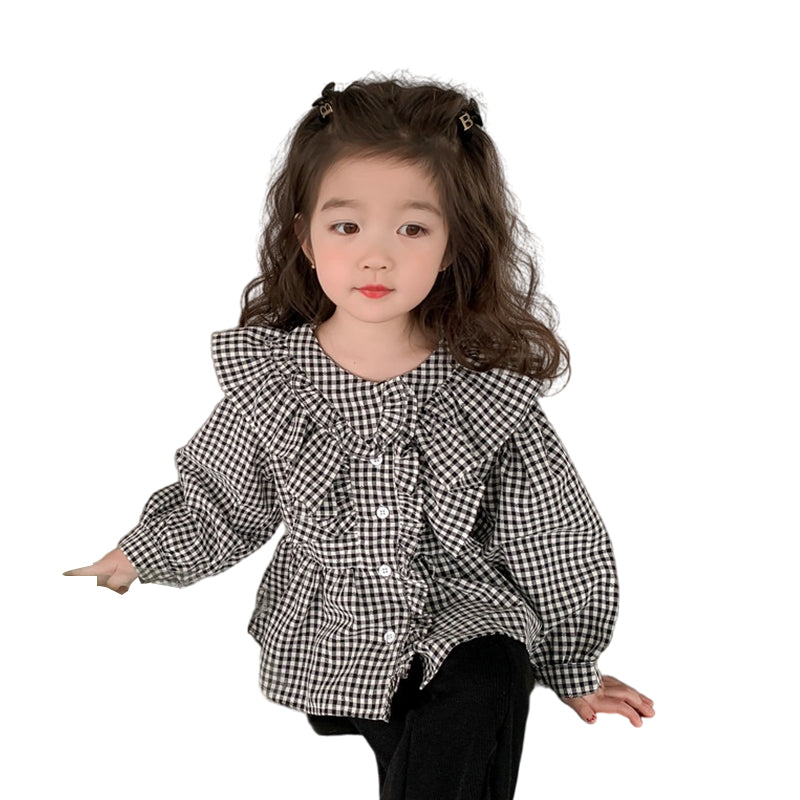 Baby Kid Girls Checked Tops Wholesale 230201415