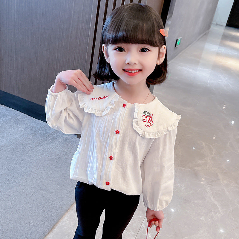 Baby Kid Girls Fruit Embroidered Blouses Wholesale 230201436