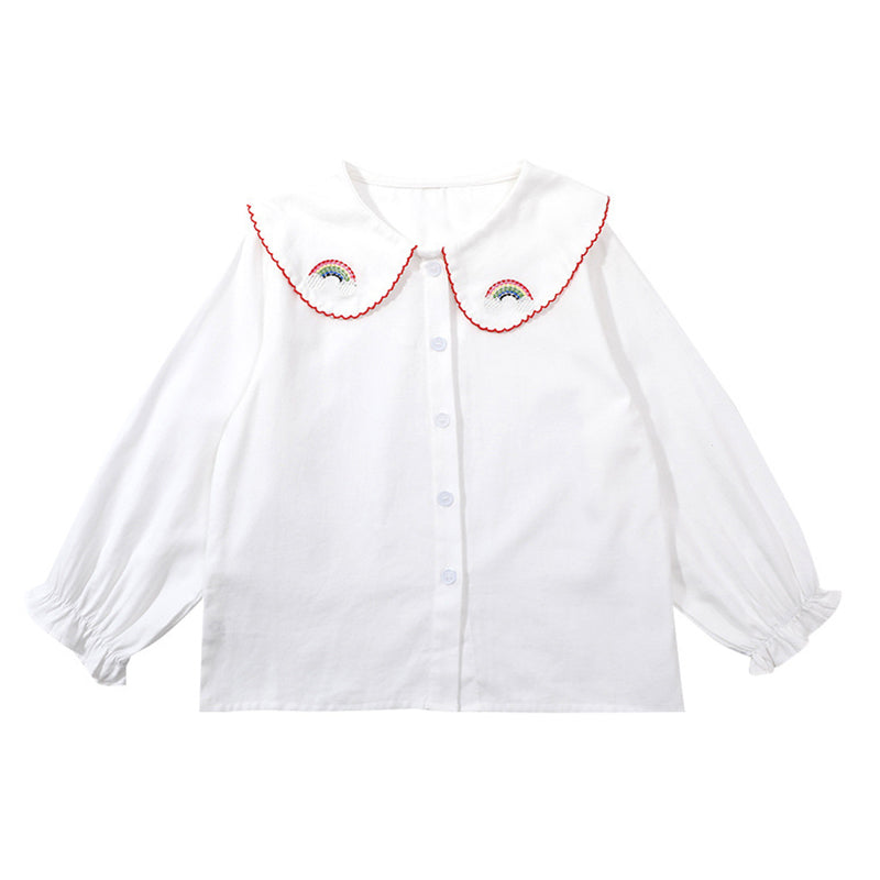 Baby Kid Girls Rainbow Embroidered Blouses Wholesale 230201443