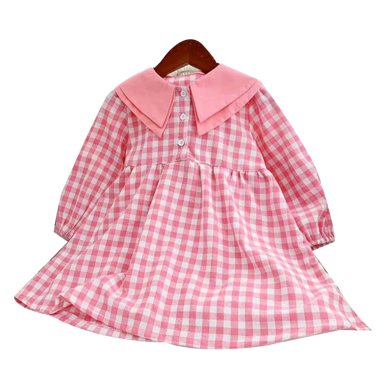 Baby Kid Girls Checked Dresses Wholesale 23020159
