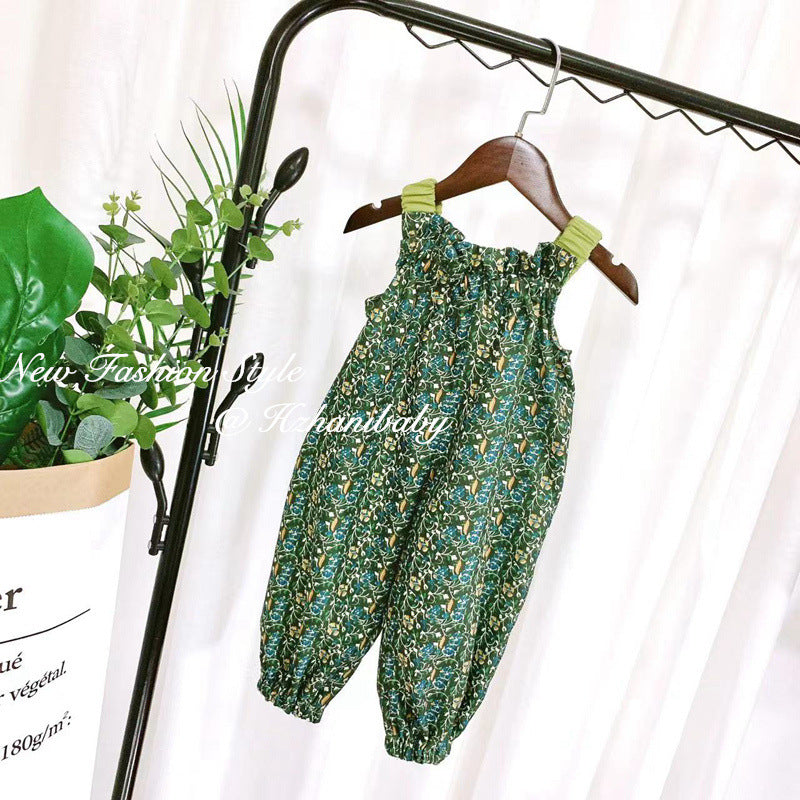 Baby Kid Girls Flower Print Jumpsuits Wholesale 23020170