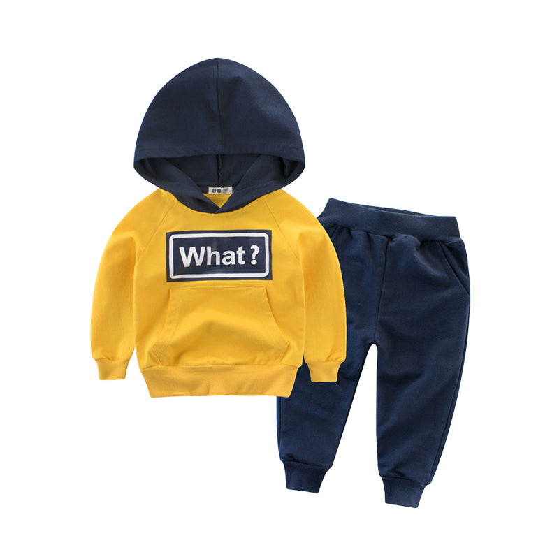 2 Pieces Set Baby Kid Boys Letters Hoodies Sweatshirts And Solid Color Pants Wholesale 23020601