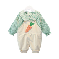 Load image into Gallery viewer, 2 Pieces Set Baby Kid Girls Striped Print Tops And Cartoon Jumpsuits Wholesale 23020606
