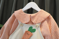 Load image into Gallery viewer, 2 Pieces Set Baby Kid Girls Striped Print Tops And Cartoon Jumpsuits Wholesale 23020606
