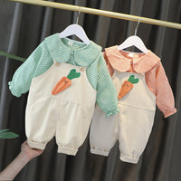 Load image into Gallery viewer, 2 Pieces Set Baby Kid Girls Striped Print Tops And Cartoon Jumpsuits Wholesale 23020606
