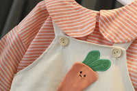 Load image into Gallery viewer, 2 Pieces Set Baby Kid Girls Striped Print Tops And Cartoon Jumpsuits Wholesale 23020606
