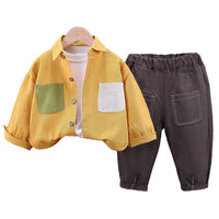 Load image into Gallery viewer, 3 Pieces Set Baby Kid Boys Letters Tops And Color-blocking Shirts And Pants Wholesale 230206102
