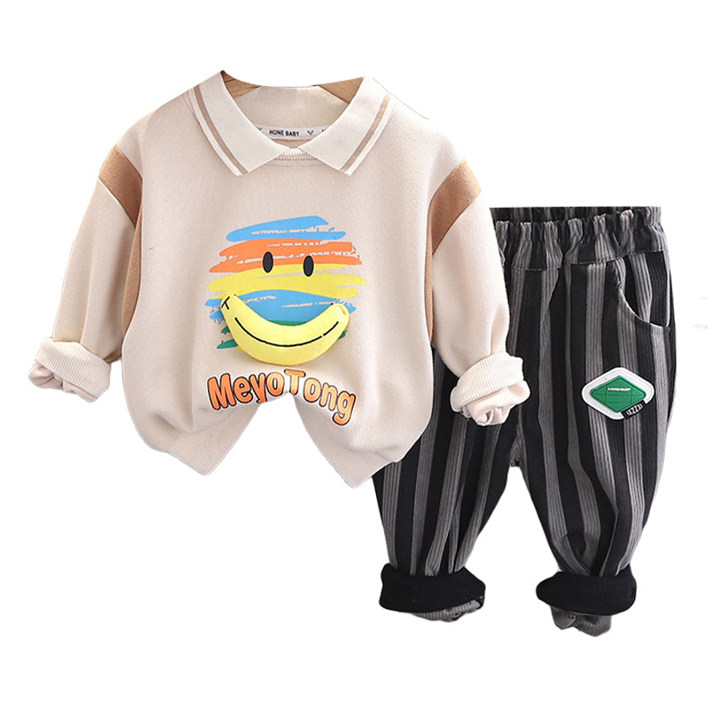 2 Pieces Set Baby Kid Boys Letters Print Tops And Striped Pants Wholesale 230206103