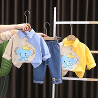 Load image into Gallery viewer, 2 Pieces Set Baby Kid Boys Cartoon Print Tops And Letters Jeans Wholesale 230206112
