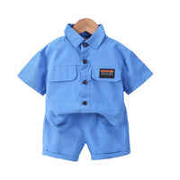 Load image into Gallery viewer, 2 Pieces Set Baby Kid Boys Letters Tops And Solid Color Shorts Wholesale 230206114
