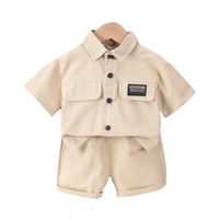 Load image into Gallery viewer, 2 Pieces Set Baby Kid Boys Letters Tops And Solid Color Shorts Wholesale 230206114
