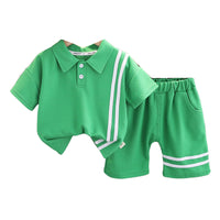 Load image into Gallery viewer, 2 Pieces Set Baby Kid Boys Striped Polo Shirts And Shorts Wholesale 230206125
