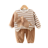 Load image into Gallery viewer, 2 Pieces Set Baby Kid Boys Striped Animals Cartoon Hoodies Sweatshirts And Pants Wholesale 230206170
