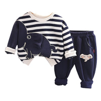 Load image into Gallery viewer, 2 Pieces Set Baby Kid Boys Striped Animals Cartoon Hoodies Sweatshirts And Pants Wholesale 230206170
