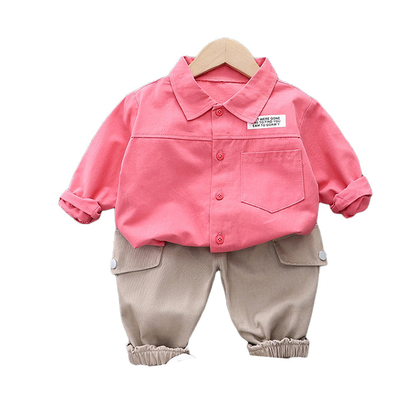 2 Pieces Set Baby Kid Boys Letters Shirts And Solid Color Pants Wholesale 230206200