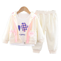 Load image into Gallery viewer, 3 Pieces Set Baby Kid Girls Letters Love heart Checked Tops Bow Jackets Outwears And Solid Color Pants Wholesale 230206203
