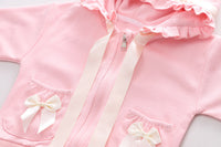 Load image into Gallery viewer, 3 Pieces Set Baby Kid Girls Letters Love heart Checked Tops Bow Jackets Outwears And Solid Color Pants Wholesale 230206203
