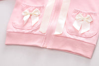 Load image into Gallery viewer, 3 Pieces Set Baby Kid Girls Letters Love heart Checked Tops Bow Jackets Outwears And Solid Color Pants Wholesale 230206203
