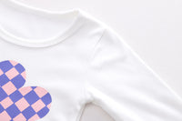 Load image into Gallery viewer, 3 Pieces Set Baby Kid Girls Letters Love heart Checked Tops Bow Jackets Outwears And Solid Color Pants Wholesale 230206203
