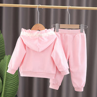 Load image into Gallery viewer, 3 Pieces Set Baby Kid Girls Letters Love heart Checked Tops Bow Jackets Outwears And Solid Color Pants Wholesale 230206203
