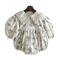 Load image into Gallery viewer, Baby Girls Flower Print Rompers Wholesale 230206214
