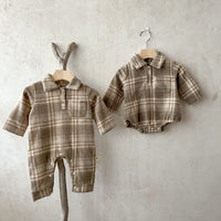 Load image into Gallery viewer, Baby Unisex Checked Rompers Jumpsuits Wholesale 230206215
