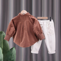 Load image into Gallery viewer, 2 Pieces Set Baby Kid Boys Solid Color Shirts And Pants Wholesale 230206224
