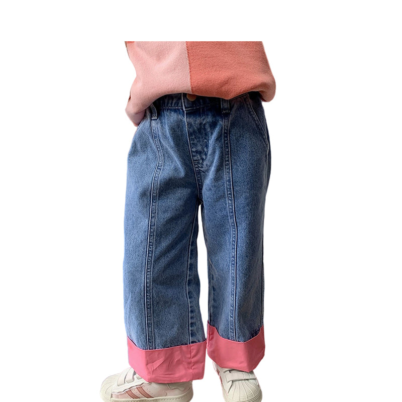 Baby Kid Big Kid Girls Color-blocking Pants Jeans Wholesale 230206245