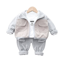 Load image into Gallery viewer, 3 Pieces Set Baby Kid Boys Letters Tops Color-blocking Jackets Outwears And Solid Color Pants Wholesale 230206268
