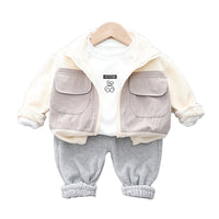 Load image into Gallery viewer, 3 Pieces Set Baby Kid Boys Letters Tops Color-blocking Jackets Outwears And Solid Color Pants Wholesale 230206268

