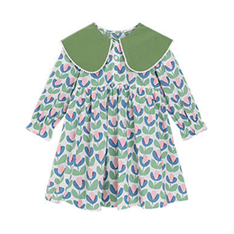 Baby Kid Girls Flower Print Dresses Wholesale 230206279